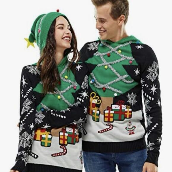 You Look Ugly Today Unisex Hooded Ugly Christmas Sweater Size M Novelty Party - Picture 1 of 10